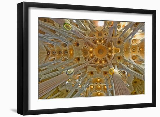 Architectural detail of Sagrada Familia ceiling, Barcelona, Catalonia, Spain-null-Framed Photographic Print