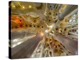 Architectural detail of Sagrada Familia ceiling, Barcelona, Catalonia, Spain-null-Stretched Canvas