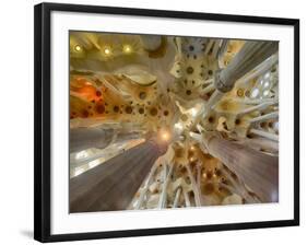 Architectural detail of Sagrada Familia ceiling, Barcelona, Catalonia, Spain-null-Framed Photographic Print