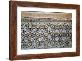 Architectural Detail of Traditional Zelliges and Frieze, Marrakesh, Morocco, North Africa, Africa-Guy Thouvenin-Framed Photographic Print