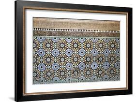 Architectural Detail of Traditional Zelliges and Frieze, Marrakesh, Morocco, North Africa, Africa-Guy Thouvenin-Framed Photographic Print