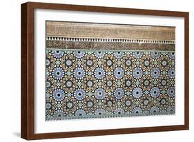 Architectural Detail of Traditional Zelliges and Frieze, Marrakesh, Morocco, North Africa, Africa-Guy Thouvenin-Framed Photographic Print