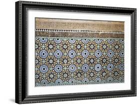 Architectural Detail of Traditional Zelliges and Frieze, Marrakesh, Morocco, North Africa, Africa-Guy Thouvenin-Framed Photographic Print