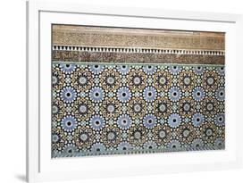 Architectural Detail of Traditional Zelliges and Frieze, Marrakesh, Morocco, North Africa, Africa-Guy Thouvenin-Framed Photographic Print