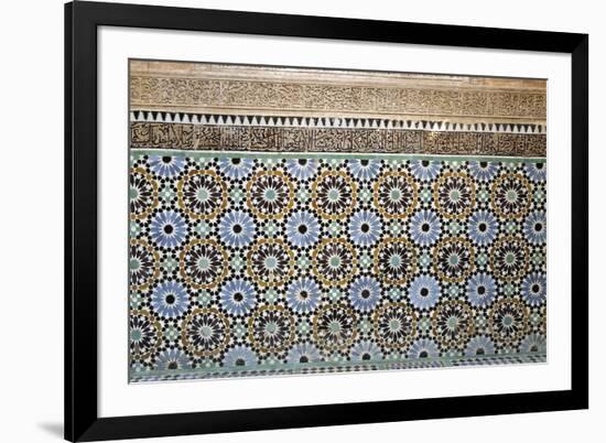 Architectural Detail of Traditional Zelliges and Frieze, Marrakesh, Morocco, North Africa, Africa-Guy Thouvenin-Framed Photographic Print