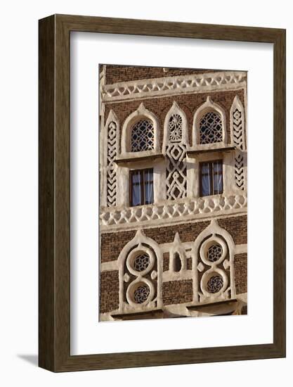 Architectural Detail, Old City of Sanaa, UNESCO World Heritage Site, Yemen, Middle East-Bruno Morandi-Framed Photographic Print