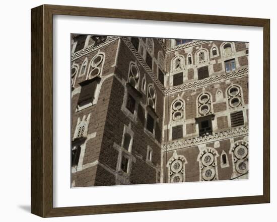 Architectural Detail, Old City, Sana'A, UNESCO World Heritage Site, Yemen, Middle East-Traverso Doug-Framed Photographic Print