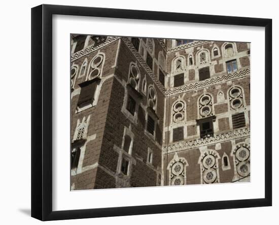 Architectural Detail, Old City, Sana'A, UNESCO World Heritage Site, Yemen, Middle East-Traverso Doug-Framed Photographic Print