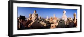 Architectural Details of Rooftop Chimneys, La Pedrera, Barcelona, Catalonia, Spain-null-Framed Photographic Print