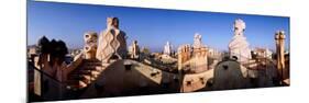 Architectural Details of Rooftop Chimneys, La Pedrera, Barcelona, Catalonia, Spain-null-Mounted Photographic Print