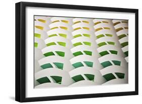 Architectural Details of the Colourful Balconies in the Atrium of the 7 Star Burj Al Arab Hotel-Cahir Davitt-Framed Photographic Print
