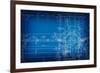 Architectural Drawing, Made by Hand on a Blue Background-molodec-Framed Art Print