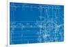 Architectural Drawing, Made by Hand on a Blue Background-molodec-Framed Art Print