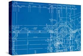 Architectural Drawing, Made by Hand on a Blue Background-molodec-Stretched Canvas