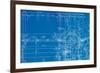 Architectural Drawing, Made by Hand on a Blue Background-molodec-Framed Art Print