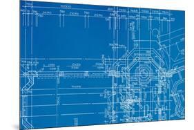 Architectural Drawing, Made by Hand on a Blue Background-molodec-Mounted Art Print