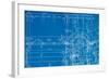 Architectural Drawing, Made by Hand on a Blue Background-molodec-Framed Art Print