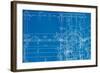 Architectural Drawing, Made by Hand on a Blue Background-molodec-Framed Art Print