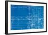 Architectural Drawing, Made by Hand on a Blue Background-molodec-Framed Art Print