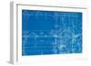 Architectural Drawing, Made by Hand on a Blue Background-molodec-Framed Art Print