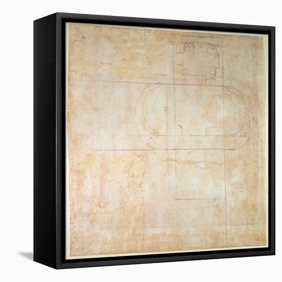 Architectural Drawing (Pencil on Paper)-Michelangelo Buonarroti-Framed Stretched Canvas