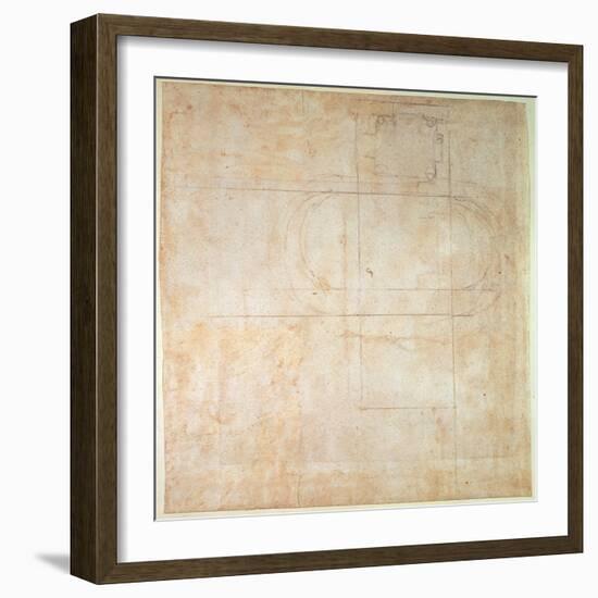 Architectural Drawing (Pencil on Paper)-Michelangelo Buonarroti-Framed Giclee Print