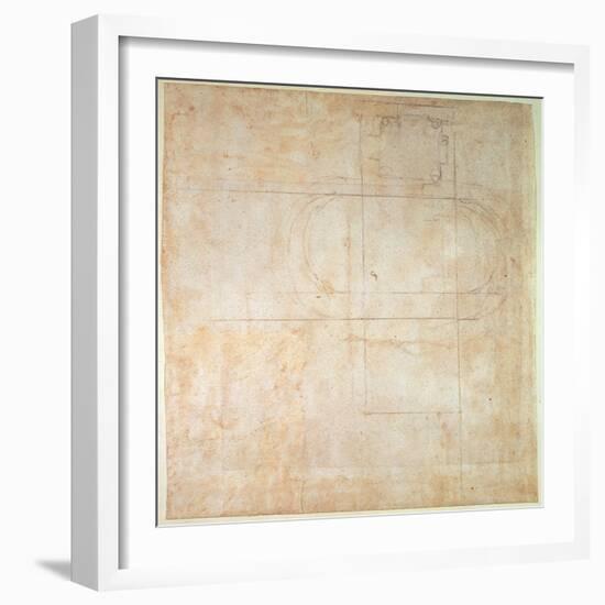 Architectural Drawing (Pencil on Paper)-Michelangelo Buonarroti-Framed Giclee Print