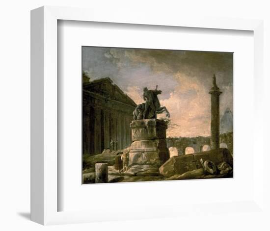 Architectural Landscape with Obelisk-Hubert Robert-Framed Art Print