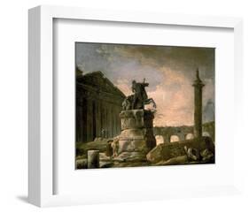 Architectural Landscape with Obelisk-Hubert Robert-Framed Art Print