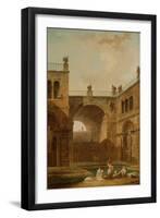 Architectural Scene with Women Washing Clothes at a Pool, 1798-Hubert Robert-Framed Giclee Print