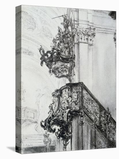 Architectural Study, (1830-1905)-Adolph Menzel-Stretched Canvas