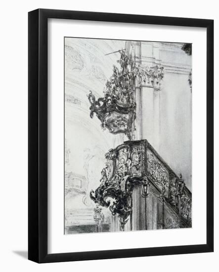 Architectural Study, (1830-1905)-Adolph Menzel-Framed Giclee Print