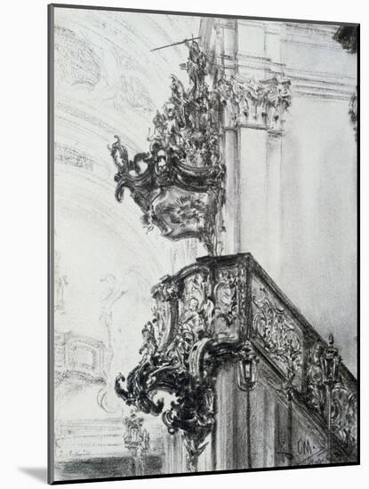 Architectural Study, (1830-1905)-Adolph Menzel-Mounted Giclee Print