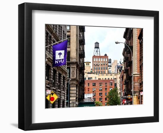 Architecture and Buildings, Greenwich Village, Nyu Flag, Manhattan, New York City, United States-Philippe Hugonnard-Framed Photographic Print