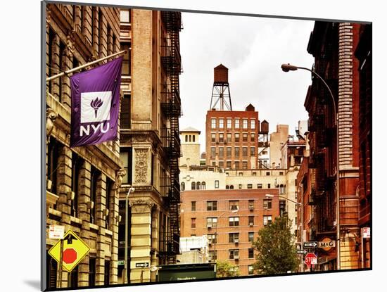 Architecture and Buildings, Greenwich Village, Nyu Flag, Manhattan, New York City, US, Art Colors-Philippe Hugonnard-Mounted Premium Photographic Print