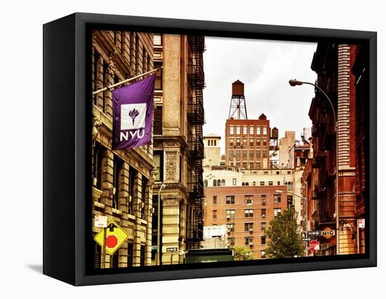 Architecture and Buildings, Greenwich Village, Nyu Flag, Manhattan, New York City, US, Art Colors-Philippe Hugonnard-Framed Stretched Canvas