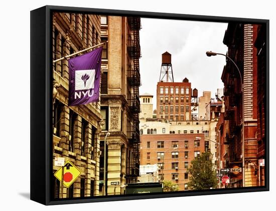 Architecture and Buildings, Greenwich Village, Nyu Flag, Manhattan, New York City, US, Art Colors-Philippe Hugonnard-Framed Stretched Canvas