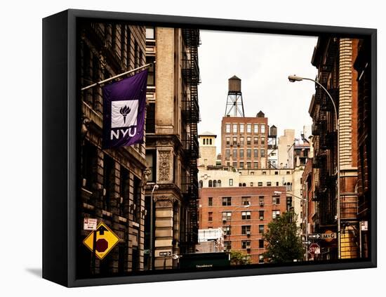 Architecture and Buildings, Greenwich Village, Nyu Flag, Manhattan, New York City, US, Vintage-Philippe Hugonnard-Framed Stretched Canvas