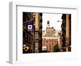 Architecture and Buildings, Greenwich Village, Nyu Flag, Manhattan, New York City, US, Vintage-Philippe Hugonnard-Framed Photographic Print