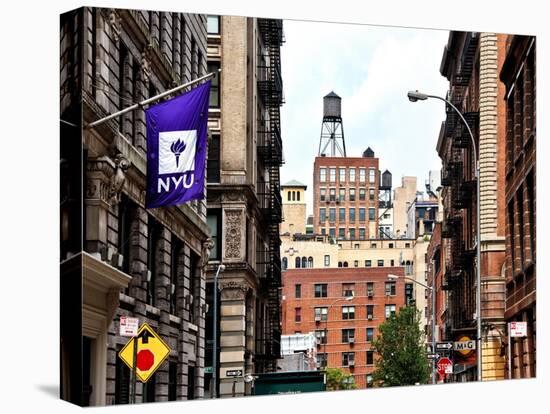 Architecture and Buildings, Greenwich Village, Nyu Flag, Manhattan, NYC, White Frame-Philippe Hugonnard-Stretched Canvas