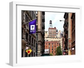 Architecture and Buildings, Greenwich Village, Nyu Flag, Manhattan, NYC, White Frame-Philippe Hugonnard-Framed Art Print