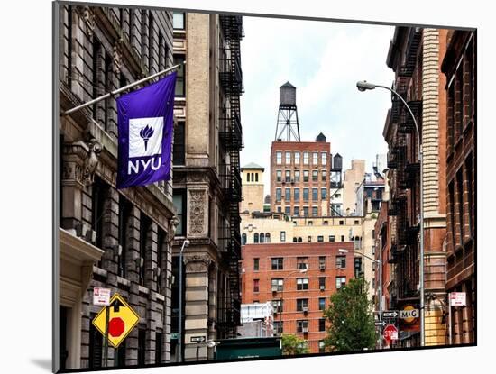 Architecture and Buildings, Greenwich Village, Nyu Flag, Manhattan, NYC, White Frame-Philippe Hugonnard-Mounted Art Print