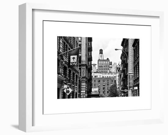 Architecture and Buildings, Greenwich Village, Nyu Flag, Manhattan, NYC, White Frame-Philippe Hugonnard-Framed Art Print