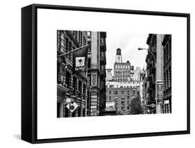Architecture and Buildings, Greenwich Village, Nyu Flag, Manhattan, NYC, White Frame-Philippe Hugonnard-Framed Stretched Canvas