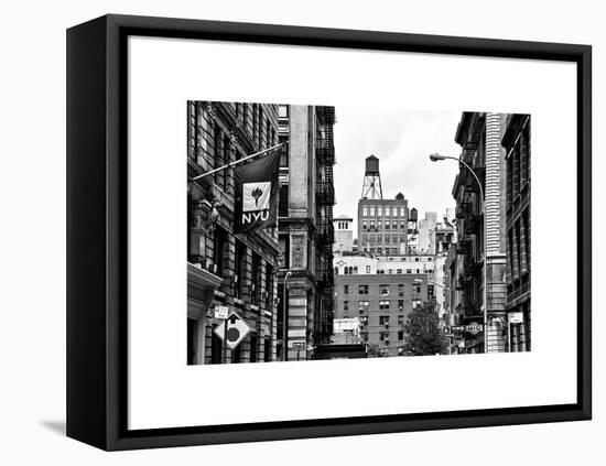 Architecture and Buildings, Greenwich Village, Nyu Flag, Manhattan, NYC, White Frame-Philippe Hugonnard-Framed Stretched Canvas