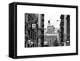 Architecture and Buildings, Greenwich Village, Nyu Flag, Manhattan, NYC, White Frame-Philippe Hugonnard-Framed Stretched Canvas