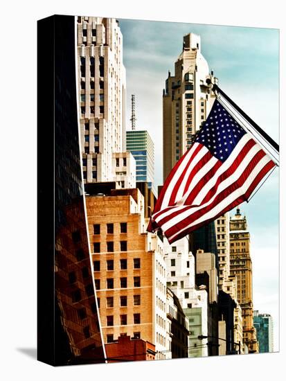 Architecture and Buildings, Skyscrapers View, American Flag, Midtown Manhattan, NYC, US, USA-Philippe Hugonnard-Stretched Canvas