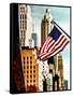 Architecture and Buildings, Skyscrapers View, American Flag, Midtown Manhattan, NYC, US, USA-Philippe Hugonnard-Framed Stretched Canvas