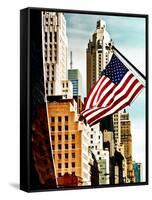Architecture and Buildings, Skyscrapers View, American Flag, Midtown Manhattan, NYC, US, USA-Philippe Hugonnard-Framed Stretched Canvas