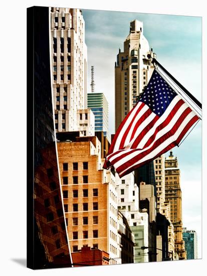 Architecture and Buildings, Skyscrapers View, American Flag, Midtown Manhattan, NYC, US, USA-Philippe Hugonnard-Stretched Canvas